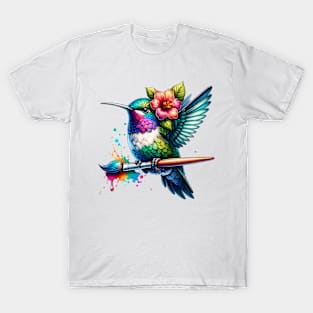 Hummingbird with Paintbrush T-Shirt